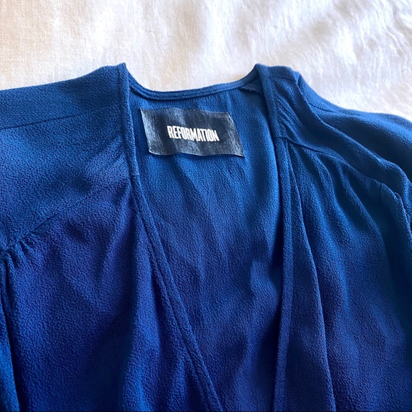 Reformation Peacock Blue Teal Wrap Dress - Picture 5 of 5